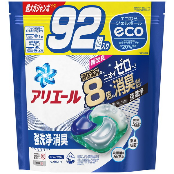 P&G アリエール 洗濯洗剤 ジェルボール4D 詰め替え 超メガジャンボ 92