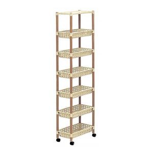 和泉化成 すきま収納 ロングラック 7段 キャスター付 アースベージュ (隙間ラック キッチンラック)