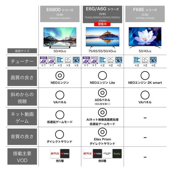 Hisense 75A6G [75V型 地上・BS・CSデジタル 4Kチューナー内蔵 液晶