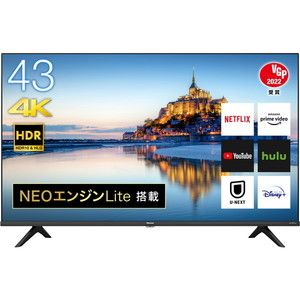 Hisense 43A6G [43V型 地上・BS・CSデジタル 4K内蔵 液晶テレビ