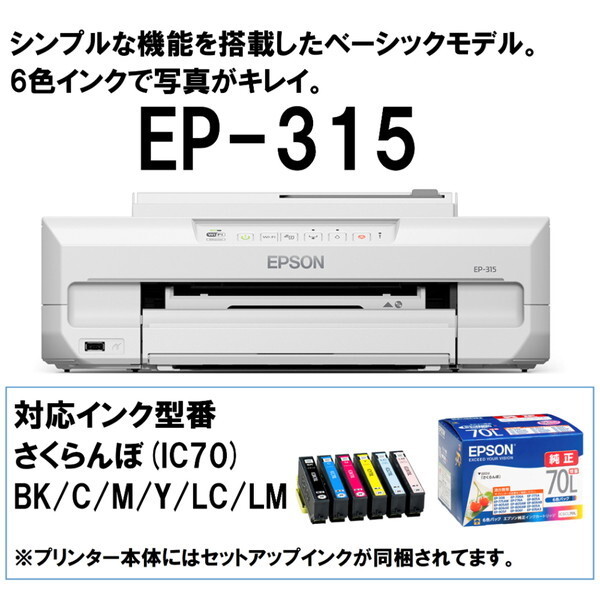 EPSON EP-315 インクジェットプリンター ホワイト 6色独立 エプソン EP