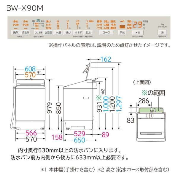 日立 BW-X90M サテンベージュ ビートウォッシュ [全自動洗濯機 (9.0kg