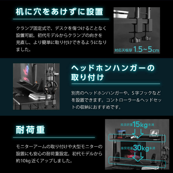 Bauhutte バウヒュッテ BHS-1200HN-BK デスクラック2 ブラック 1200mm