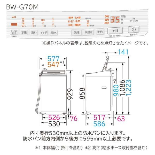 日立 BW-G70M ホワイト ビートウォッシュ [全自動洗濯機 (7.0kg