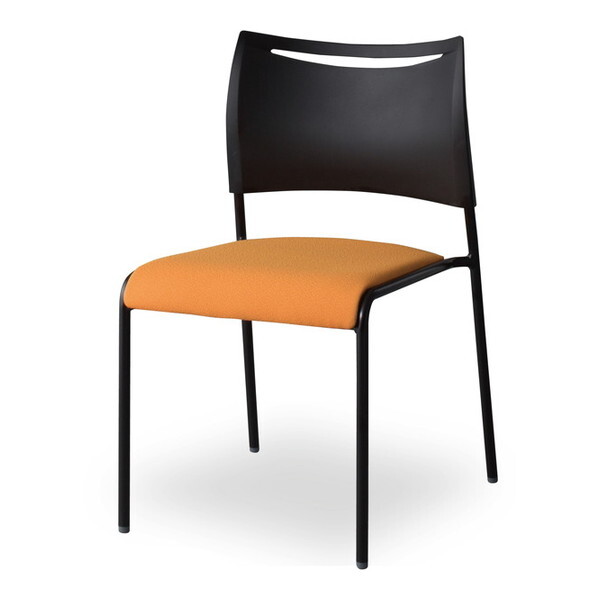 アイリスチトセ 4本脚ミーティングチェア ブラックフレーム 布張