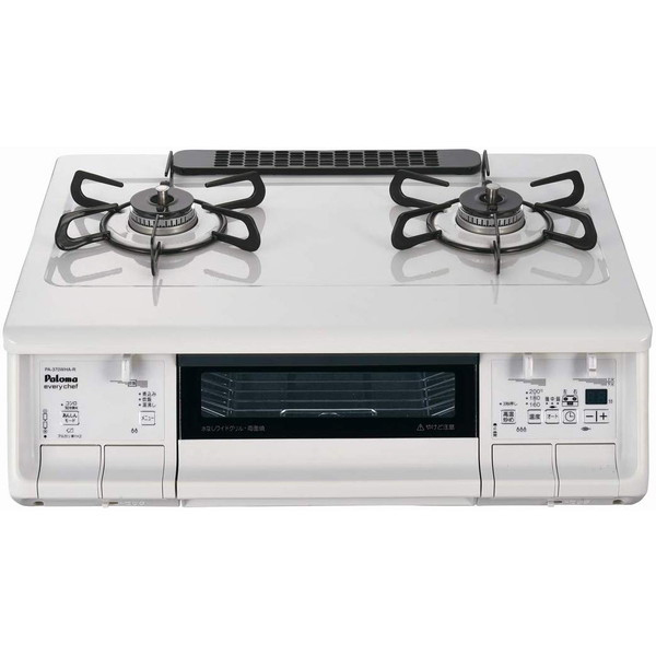 パロマ PA-370WHA-L 13A ナチュラルホワイト everychef(エブリシェフ) ガスコンロ (都市ガス用 左強火力 2口) &  ダイヤモンドコート フライパン・片手なべ 3点セット [IH対応]