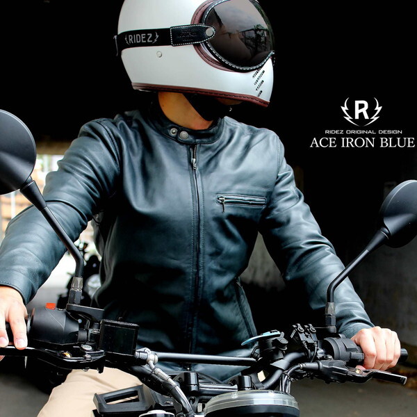 RIDEZ ACE JACKET IRON BLUE M RLJ110 [シングルライダースジャケット