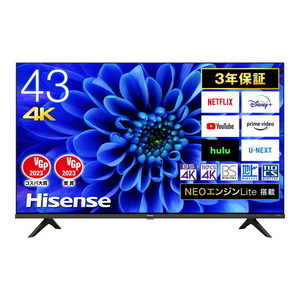 Hisense 43E6G [43V型 地上・BS・CSデジタル 4K内蔵 液晶テレビ