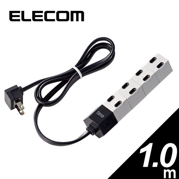 ELECOM T-ST02-22650WH 5個セット ホワイト スイングプラグ電源タップ