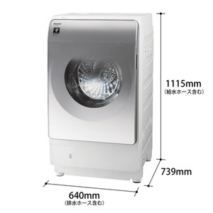 SHARP ES-X12C-SL クリスタルシルバー [ドラム式洗濯乾燥機(洗濯12.0kg