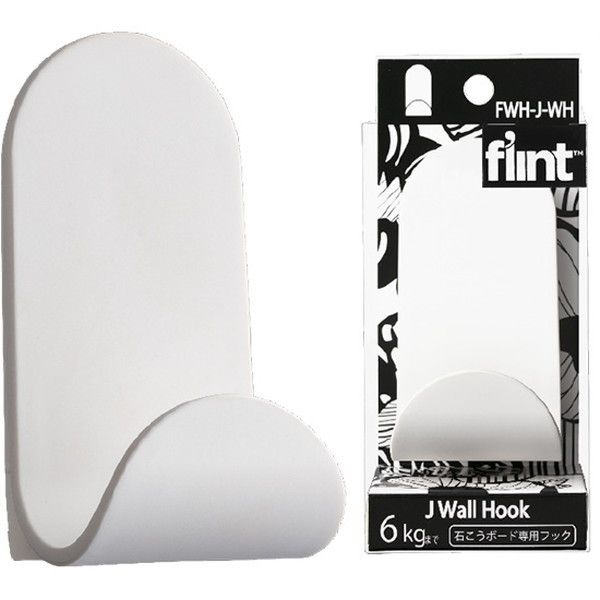 ���m�H�| �΂����{�[�h��p�t�b�N flint HookJ Wall Hook �z���C�g (5�p�b�N��) 0408-00007