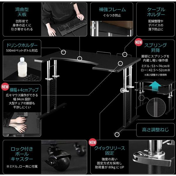 Bauhutte(バウヒュッテ) コックピットデスク2「ミドル」 ブラック Amazon.co.jp: Bauhutte(バウヒュッテ) コックピットデスク2「ミドル