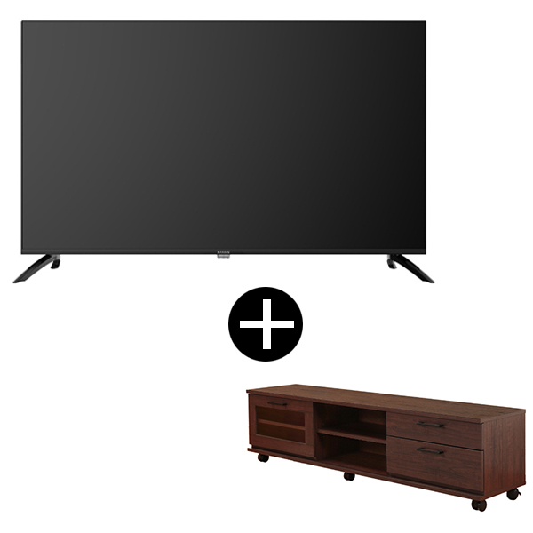 MAXZEN 50型 4K対応液晶テレビ テレビ台セット ブラウン MVU50CH06 + 