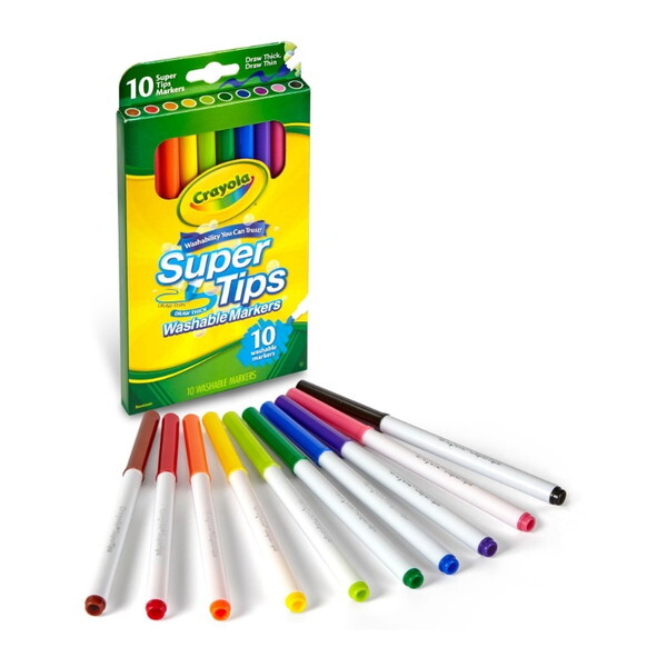 Crayola Washable Super Tips Fine Line Markers 10 �J���[�����O�}�[�J�[ 10�F* 588610
