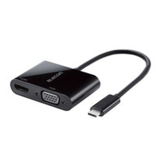ELECOM AD-CHDMIVGABK Type-CfϊA_v^ TypeC-HDMI&VGA ubN