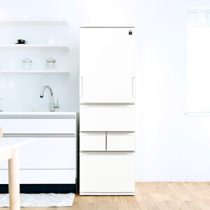 SHARP SJ-XW41P-W シルキーマットホワイト どっちもドア [冷蔵庫 (408L