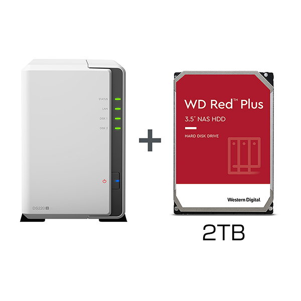 Synology DiskStation J series 2ベイオールインワンNASキット + WESTERN DIGITAL WD Red  Plus 3.5インチ内蔵HDD 2TB セット DS220j + WD20EFZX | 激安の新品・型落ち・アウトレット 家電 通販 XPRICE  -