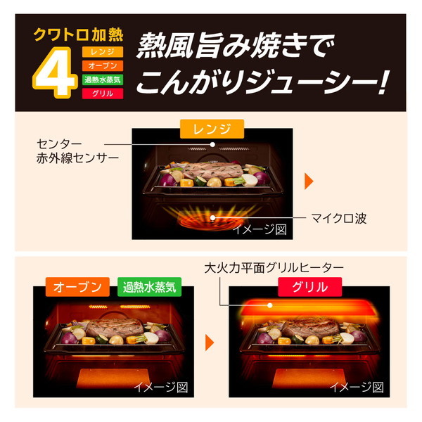 日立 MRO-W1B(K) フロストブラック ヘルシーシェフ [過熱水蒸気