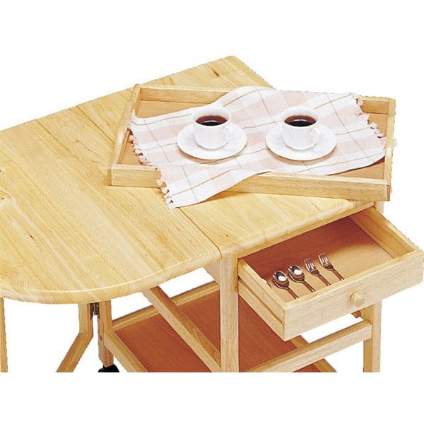 弘益 KW-415(NA) 木製テーブル付きワゴン ナチュラル | 激安の新品・型