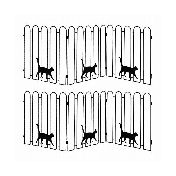 住まいスタイル NK120-2P-BLK 折り畳めるアイアンフェンス(猫3連)2枚 ブラック