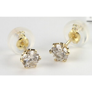 ドウシシャ 18金 イエローゴールド ダイヤモンド ピアス 0.1ct 
