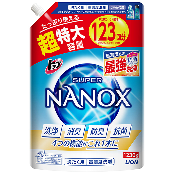 ライオン トップ スーパーNANOX ナノックス つめかえ用 超特大 1230g