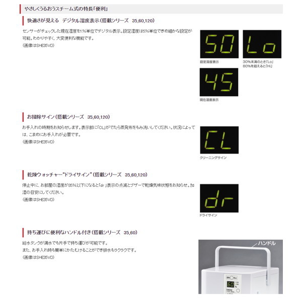 三菱重工 SHE35VD-W ピュアホワイト roomist [スチーム式加湿器 (木造6