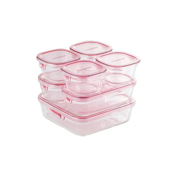 iwaki PS-PRN-P7 Heat Resistant Glass Storage Containers, Pink, Set of 7,  Pack & Range