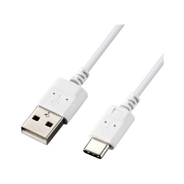 ELECOM MPA-ACX20WH2 USB-Cケーブル Type-Cケーブル スリム 極細 A-C 2m スマホ充電ケーブル ホワイト