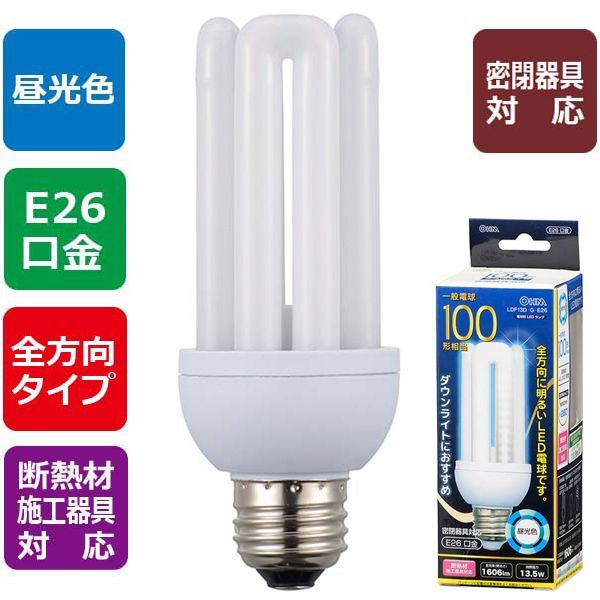 オーム電機 LDF13D-G-E26 [LED電球 D形 E26 100形相当 昼光色] | 激安