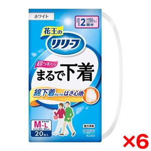 【6個セット】花王 リリーフ パンツタイプまるで下着 2回分 M 20枚