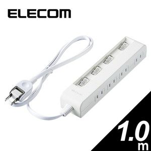 ELECOM T-E5A-2620WH 省エネタップ 個別スイッチ 6個口 2m ホワイト