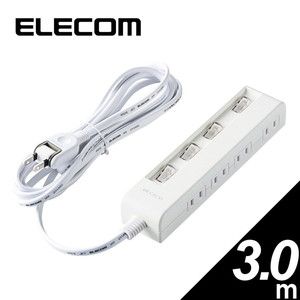 ELECOM T-E7A-2620WH 省エネタップ 一括&個別スイッチ 6個口 2m