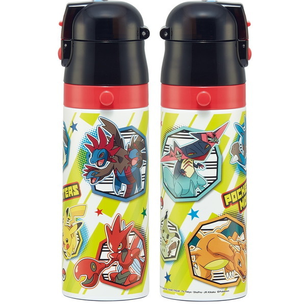 Skater Children's 2-Way Stainless Steel Kids Water Bottle with Cup 430ml  Pokemon