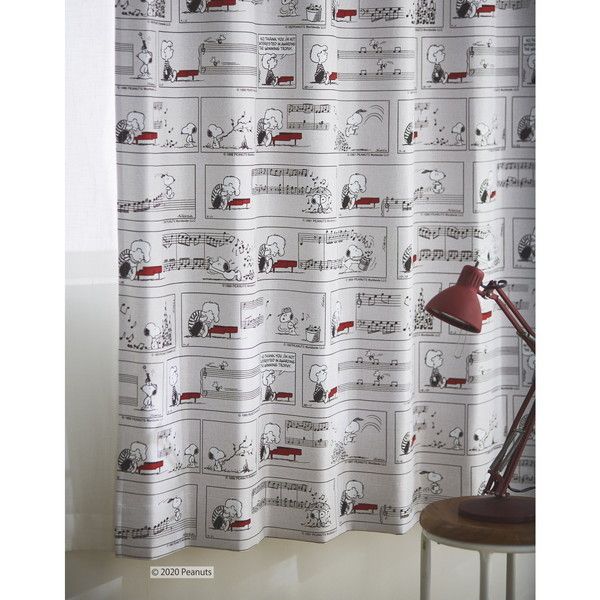 スヌーピーカーテン スミノエ 100×178 ドレープ 遮光 2つ山 1.5倍