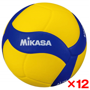 12個セット】MIKASA V400W-L ×12 バレー4号 小学生試合球 軽量球 黄/青