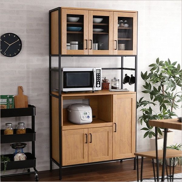 ホームテイスト GCK-1890 ウォールナット ヴィンテージ食器棚 【GREACK