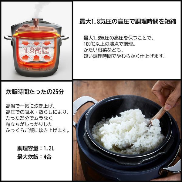 A-stage PCH-20LN ネイビー Re・De Pot [電気圧力鍋 2L] | 激安の新品