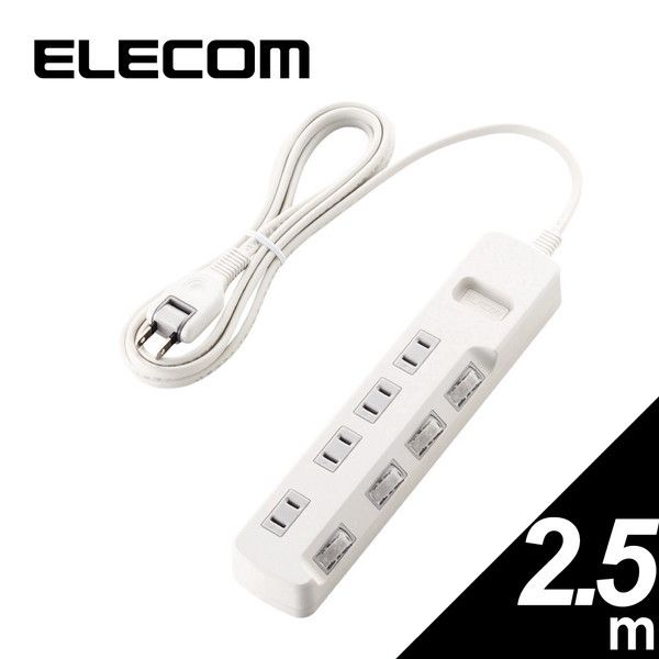 ELECOM T-K5A-2425WH ホワイト [雷ガードタップ 個別スイッチ 4個口