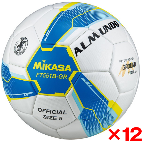 12個セット】MIKASA FT551B-GR-SBY ALMUNDO サッカーボール 検定球 5号