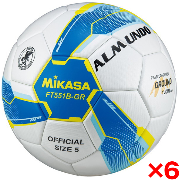6個セット】MIKASA FT551B-GR-SBY ALMUNDO サッカーボール 検定球 5号