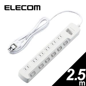 ELECOM 一括&個別スイッチ付 雷ガードタップ T-K8A-2625WH