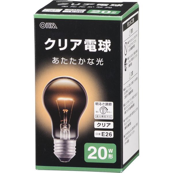 オーム電機 白熱電球 E26 20W LB-D5619CN [クリア] (電球・蛍光灯