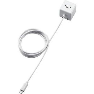 ELECOM MPA-ACL02WF iPhone充電器 iPad充電器 1.5m Lightning AC ケーブル一体 ホワイトフェイス コンパクト 小型