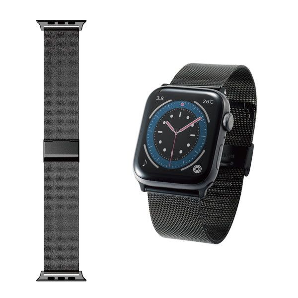 ELECOM AW-44BDSSMBK [AbvEHb` Apple Watch oh SE 6 5 4 (44mm) SE 3 2 1 (42mm) XeX TCY\ ubN]