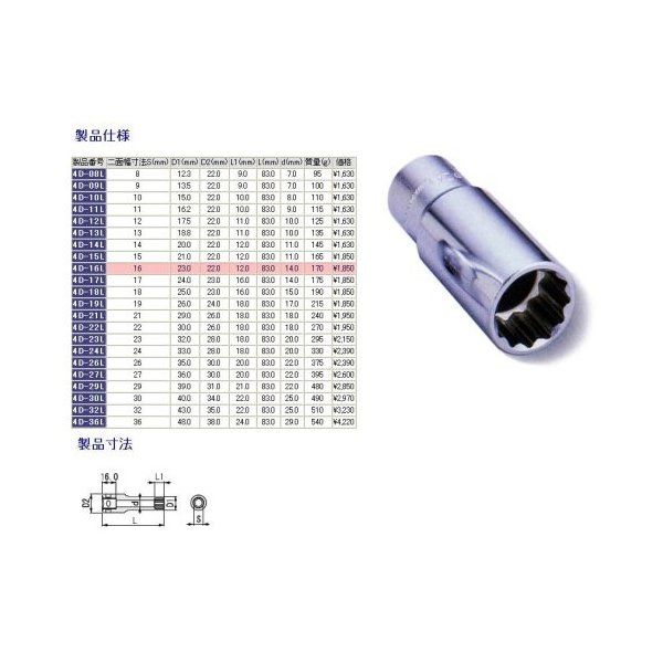 TONE 4D18L �f�B�[�v�\�P�b�g(12�p) �ΕӐ��@18mm �S��83mm