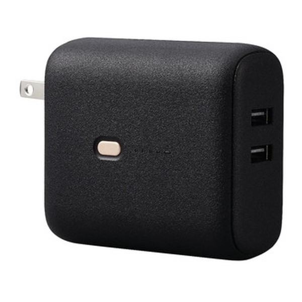 ELECOM DE-AC06-5000BK モバイルバッテリー コンセント一体型 5000mAh 12W 出力 (USB A ×2) 2台同時充電可 【スマホ 各種対応】 ブラック 安心の国内評価済 日本メーカー