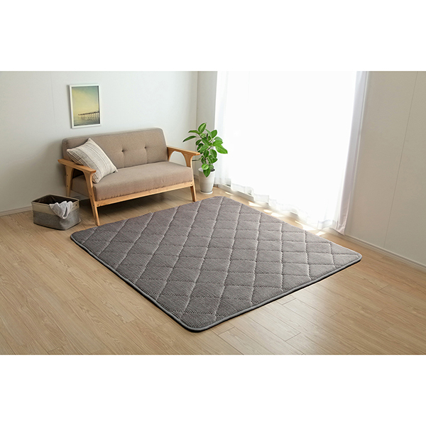 イケヒコ・コーポレーション 1290970135601 グランドAZ 製品 約3畳用 GY 185×240 ラグ 滑りにくい 防音 ボリューム 厚い へたりにくい コーデュロイ 無地 グレー 床暖房 ホットカーペット対応 こたつ敷布団