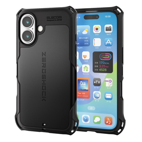 ELECOM PM-A24AZEROBK ubN [iPhone16 ZEROSHOCK P[X]