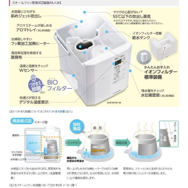 三菱重工 SHE120VD-W クリアホワイト roomist [スチーム式加湿器 (木造